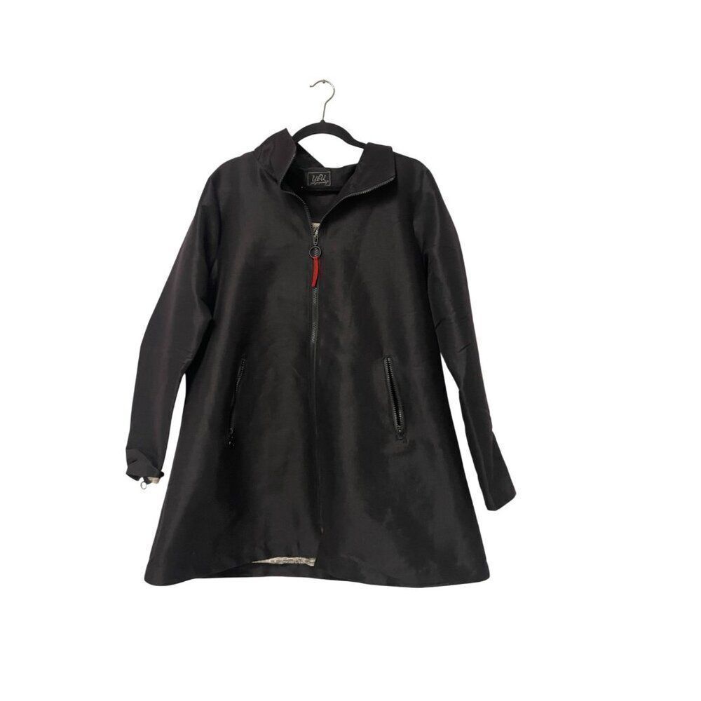 UBU Womens Jacket Size M Black Full Zip Detachable Hood Pocket F18200 NWT